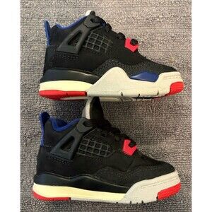 Nike Air Jordan 4 ‘Rare Air’ Black Blue Red Toddler Size 4C IB4387-003